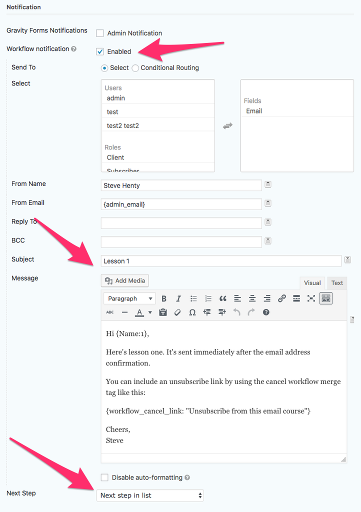 Email course gravity flow